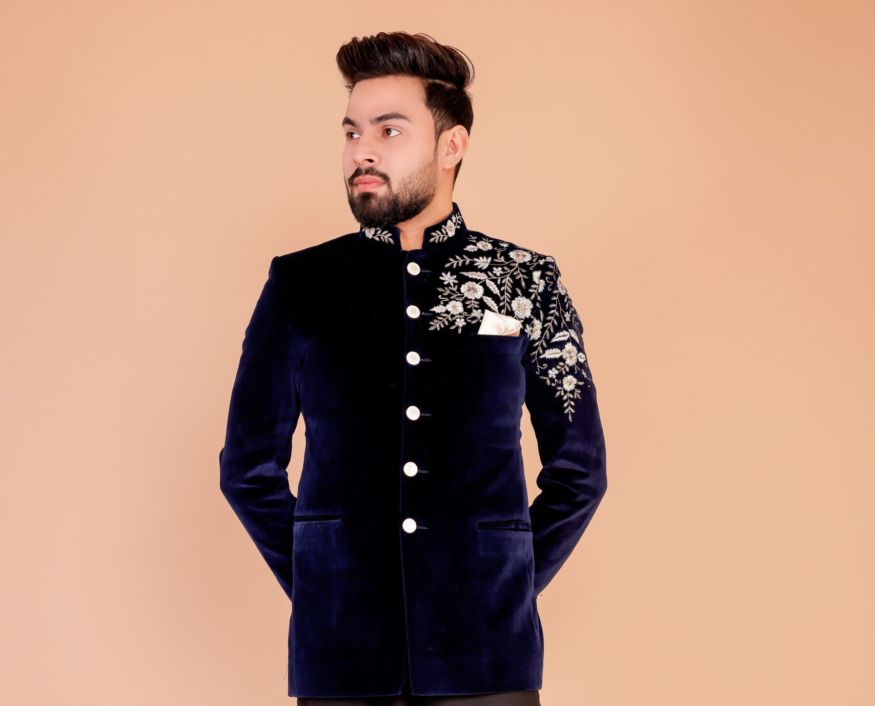 Regal Zari Velvet Bandhgala Suit - Image 6