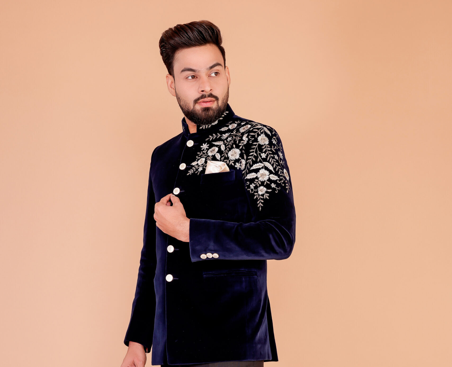 Regal Zari Velvet Bandhgala Suit - Image 7