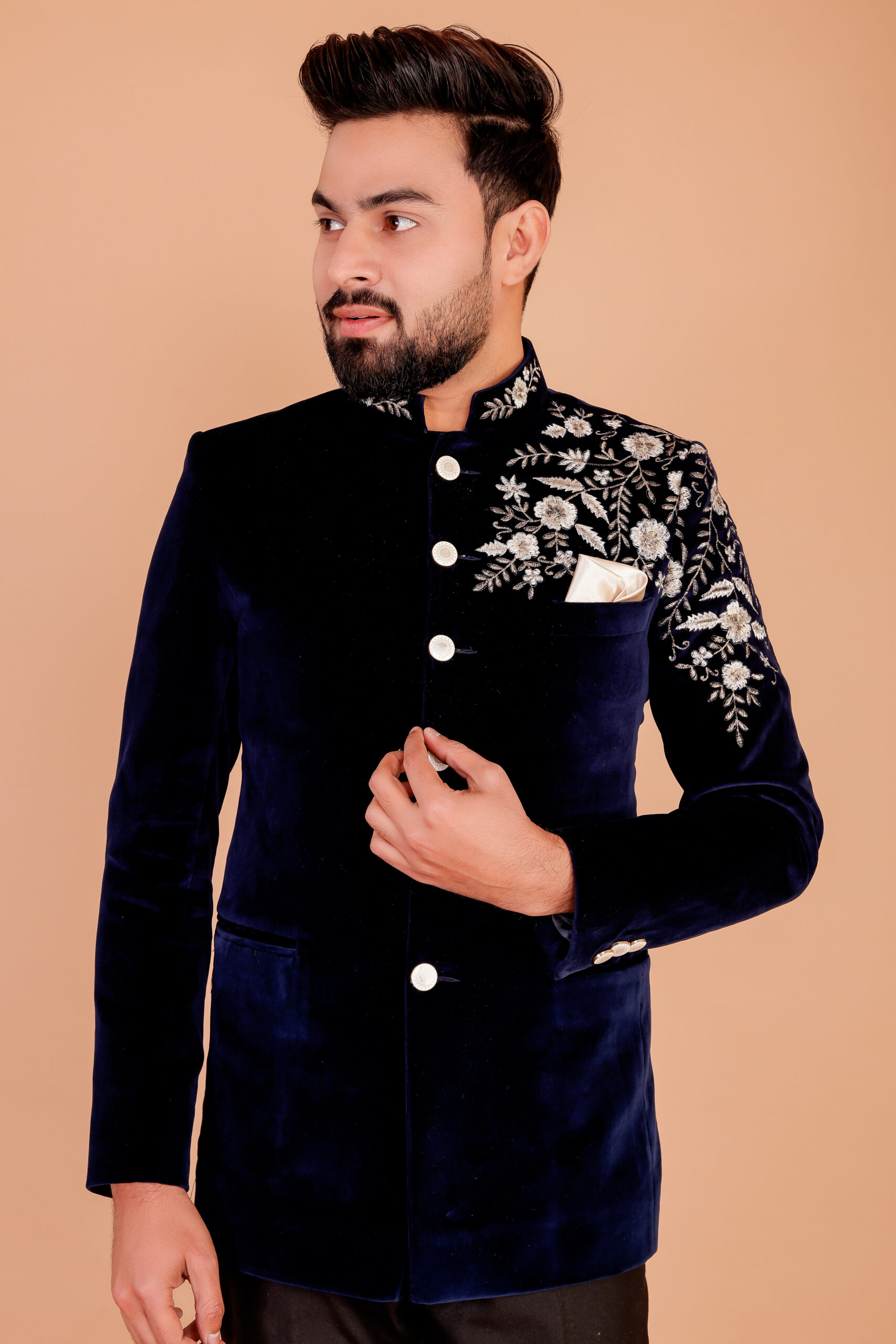Regal Zari Velvet Bandhgala Suit - Image 3