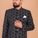 Handcrafted Blue Achkan by Blue Style Sherwani
