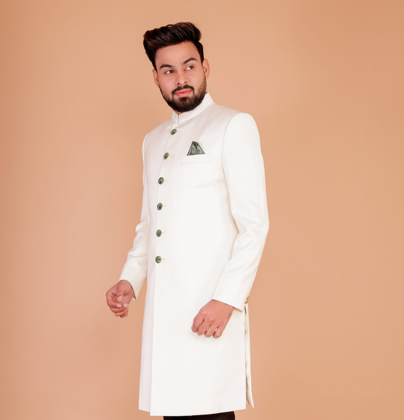 Elegant White Wedding Sherwani for Men's - Image 7
