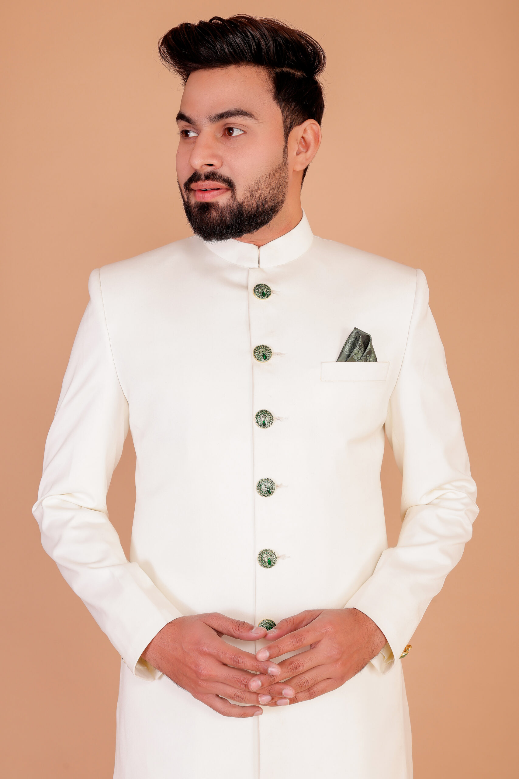 Elegant White Wedding Sherwani for Men's